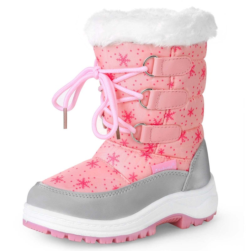 Apakowa Kids Girls Insulated Fur Winter Warm Snow Boots (Toddler/Little Kid) (Color : Pink, Size : 6 M US Toddler) - Image 1